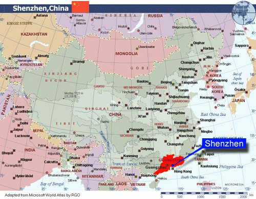Map of Shenzhen,China