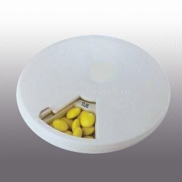 Round Seven-day Pocket Pill Box with Rotating Top