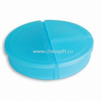 Round-shaped Dispenser Pill Box with Three-compartment