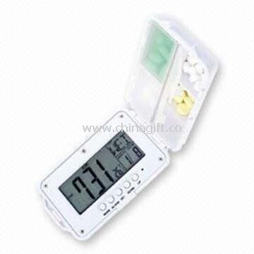 Digital Pill Box with Thermometer Calendar and Countdown Date Functions