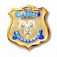 Laser Engraved Metal Police Badge with Safety Pin China