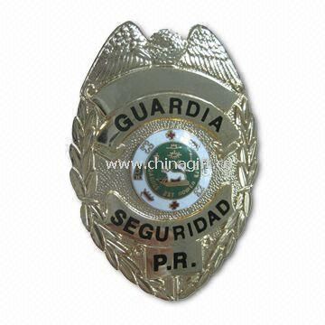 Metal Police Badge Made of Copper with Gold, Silver, Nickel, and Antique Finish