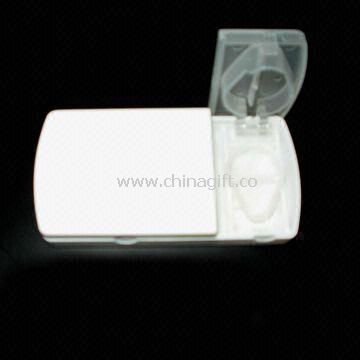White Pocket ABS Pill Box with Transparent Cutter Cover