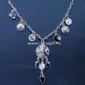 Matt Silver-plated Necklace Made of Czech Stone and Metal Chain