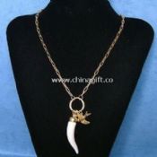 Handmade Necklace Decorated with Alloy Charm and Horn