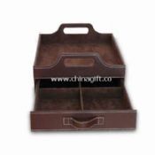 Leather Tray Organizer with Drawer