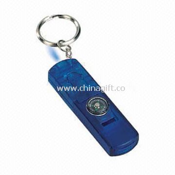 Keyring with Whistle LED Light and Compass