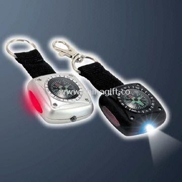 Multifunction LED Light Keychains with Compass Strap and Keyring