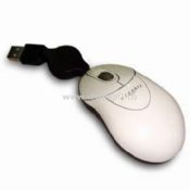 Mini USB Optical Mouse with Built-in Retractable Cable and 3-D Function