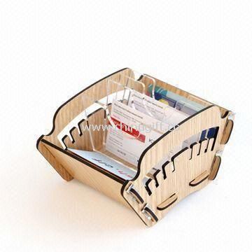 Adjustable  Desktop Organizer/Biz Card Holder Made of Acrylic and MDF Wood