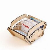 Adjustable  Desktop Organizer/Biz Card Holder Made of Acrylic and MDF Wood medium picture