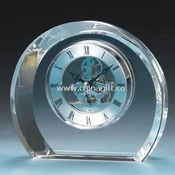 Crystal Desk Clock with Brass Skeleton Movement for retirement