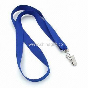 Blue Woven Lanyard with Metal Clip Made of Polyester