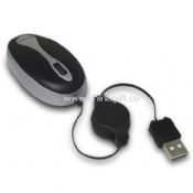 USB Optical Mini Mouse with Retractable Cable and 800dpi Resolution