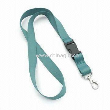 Woven Lanyard with Metal Hook and Plastic Buckle Made of Polyester