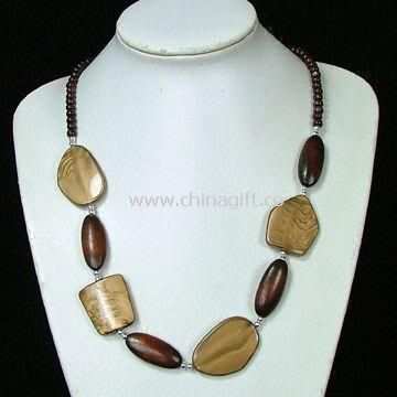 Plastic Beads Necklace with Wooden Beads