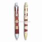 Wooden Pen with Push Function and Metal Clip small pictures