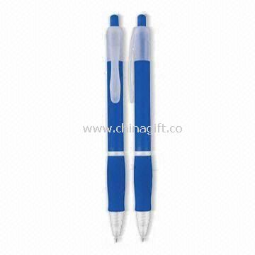 Translucent Ballpoint Pens Made of Plastic Barrel with Rubber Grip