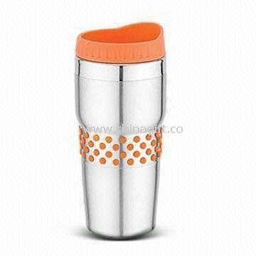 Travel Mug with Plastic Inner Made of Double Wall Stainless Steel