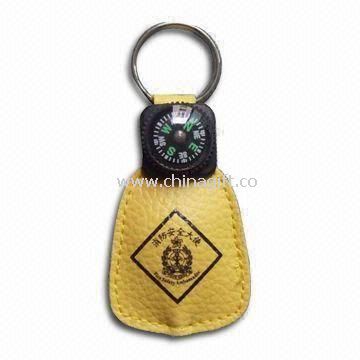 LED Leather Keychain with Compass