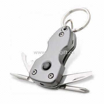 Multifunction Keychain with LED Light Made of Stainless Steel