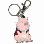Pig Shaped Plastic Keychain Made of Soft PVC small picture