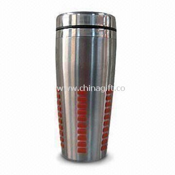 Double Wall Stainless Steel Mug with Colorful Rubber Strip