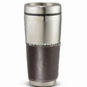 Stainless Steel Travel Mug with Leather Wrap