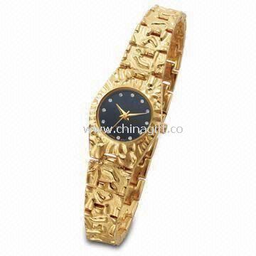 Ladies Golden Jewelry Wristwatch with Alloy Case