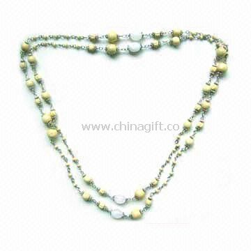 Chain Necklace with Acrylic and Wooden Beads for Decoration