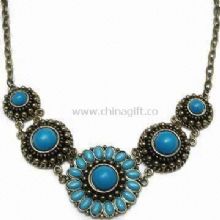 Antique Brass Chain Necklace with Turquoise Beads China