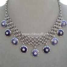 Charming Metal Chain Necklace with Enameled Charms and Rhinestones Decoration China