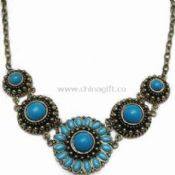 Antique Brass Chain Necklace with Turquoise Beads