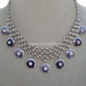 Charming Metal Chain Necklace with Enameled Charms and Rhinestones Decoration