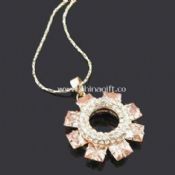 Pendant Necklace Made of Rhinestones and Zircon