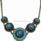 Antique Brass Chain Necklace with Turquoise Beads small pictures