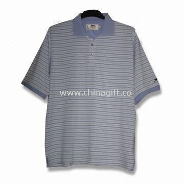 Short-sleeved Mens Golf T-shirt with Sewn Decoration