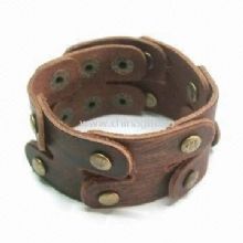 Brown Bracelet with Leather Patches and Metal Rivets China