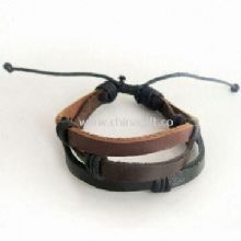 Leather Bracelet with 3 Colored Straps and Cotton Cords China