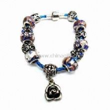 Pandora Bracelet Made of Braided PU Cord, Glazed and Alloy Charms China