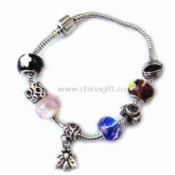 Glazed Beads Pandora Bracelet with Enamel Charms Decoration