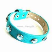 Leather Bracelet with PU and Alloy Stud Inlay