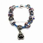 Pandora Bracelet Made of Braided PU Cord, Glazed and Alloy Charms small picture