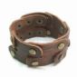 Brown Bracelet with Leather Patches and Metal Rivets small pictures