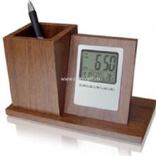 Wood Pen holder with Clock China