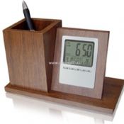 Wood Pen holder with Clock