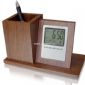 Wood Pen holder with Clock small pictures