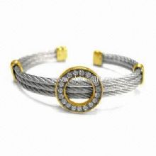 Fashion Bracelet/Stainless Steel Bracelet with V-line and CZ Stone China
