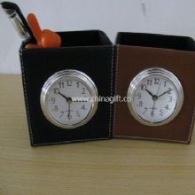 Leather Clock with pen holder China