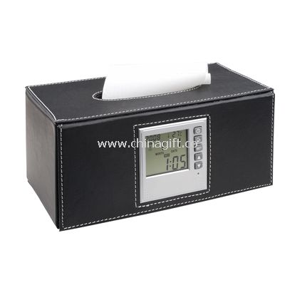 LCD clock with tissue box